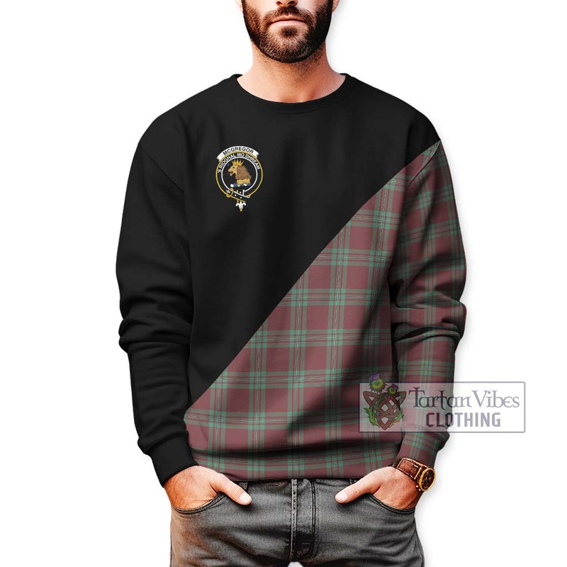 McGregor Hunting Ancient Tartan Sweatshirt with Family Crest and Military Logo Style