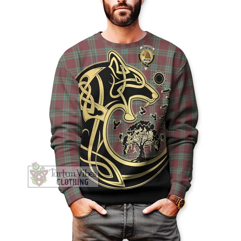 McGregor Hunting Ancient Tartan Sweatshirt with Family Crest Celtic Wolf Style