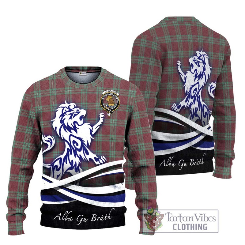 McGregor Hunting Ancient Tartan Ugly Sweater with Alba Gu Brath Regal Lion Emblem