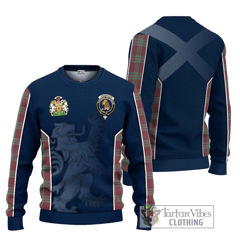 McGregor Hunting Ancient Tartan Ugly Sweater with Family Crest and Lion Rampant Vibes Sport Style