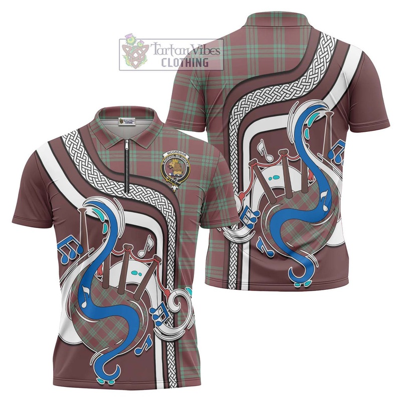McGregor Hunting Ancient Tartan Zipper Polo Shirt with Epic Bagpipe Style