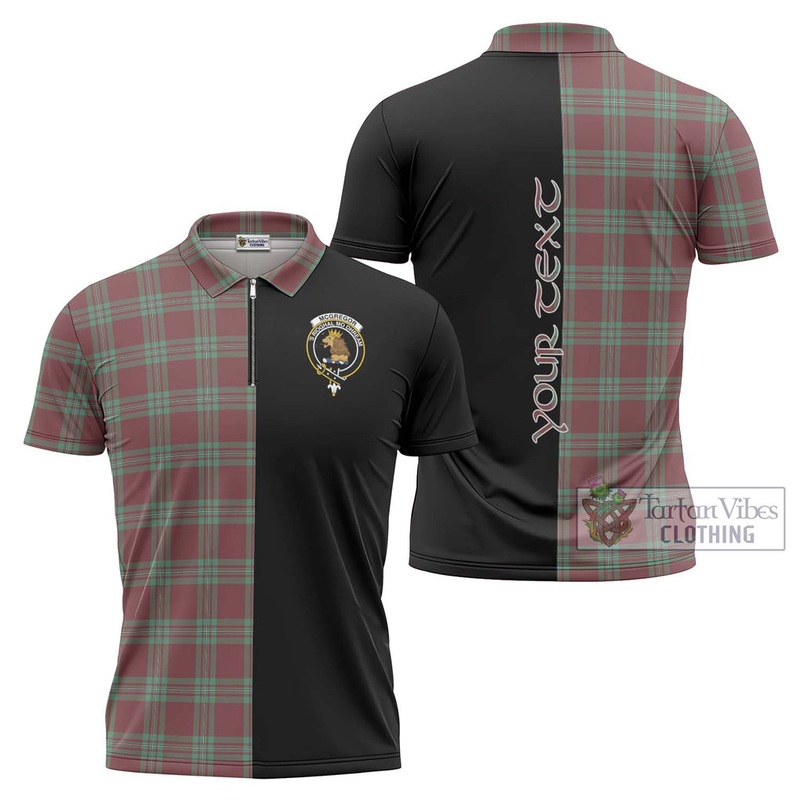 McGregor Hunting Ancient Tartan Zipper Polo Shirt with Family Crest and Half Of Me Style