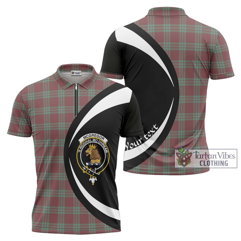 McGregor Hunting Ancient Tartan Zipper Polo Shirt with Family Crest Circle Style