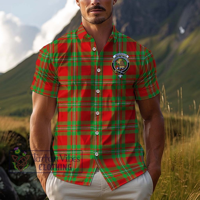 McGregor Modern Tartan Cotton Hawaiian Shirt with Family Crest