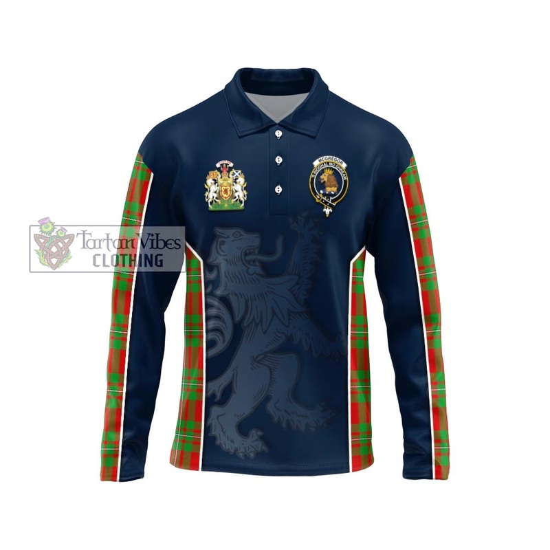 McGregor Modern Tartan Long Sleeve Polo Shirt with Family Crest and Lion Rampant Vibes Sport Style