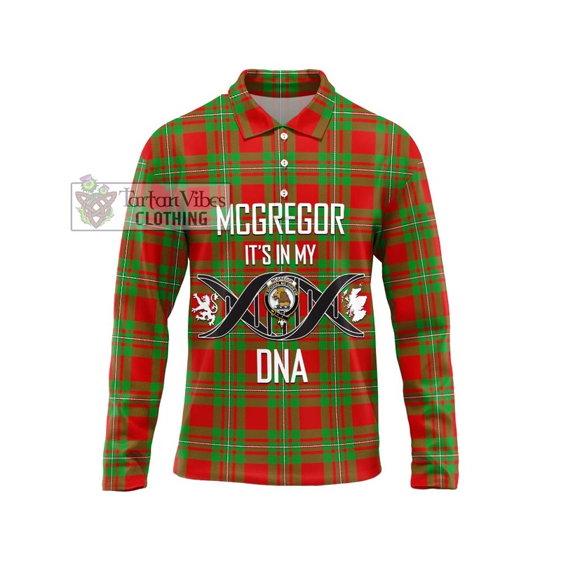 McGregor Modern Tartan Long Sleeve Polo Shirt with Family Crest DNA In Me Style