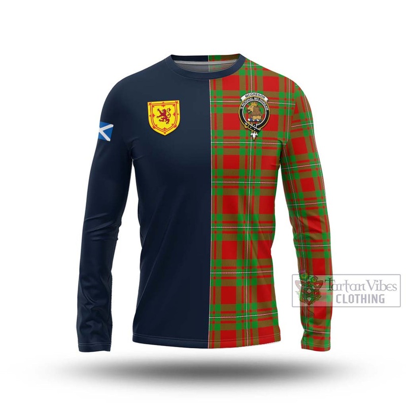 McGregor Modern Tartan Long Sleeve T-Shirt Alba with Scottish Lion Royal Arm Half Style