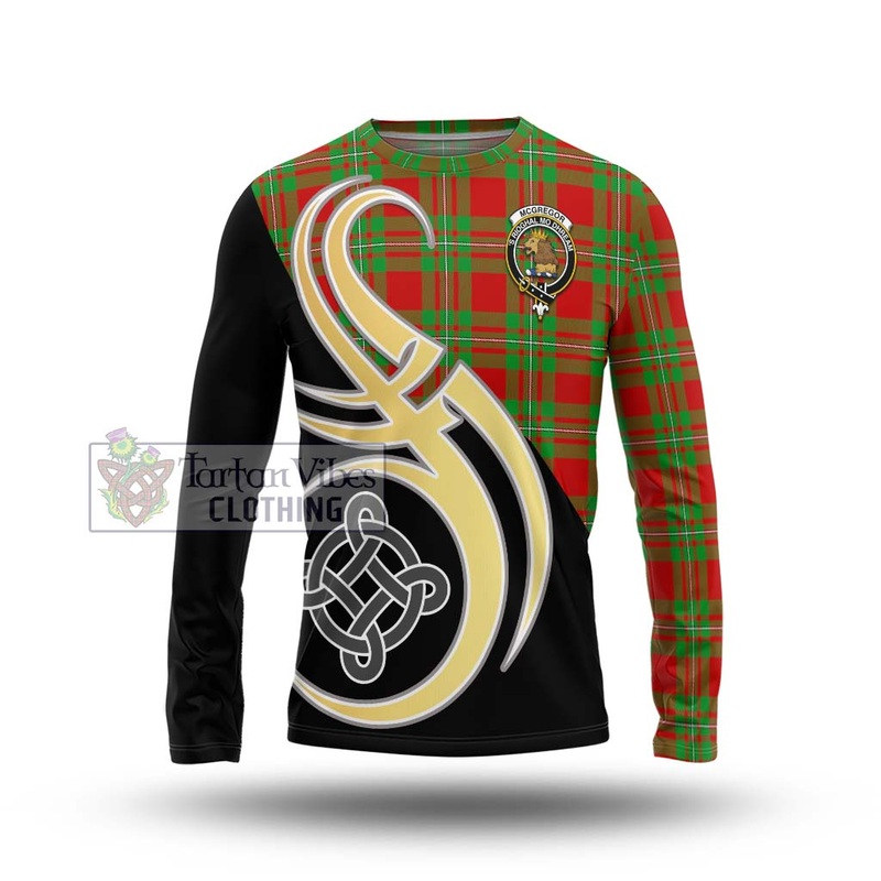 McGregor Modern Tartan Long Sleeve T-Shirt with Family Crest and Celtic Symbol Style