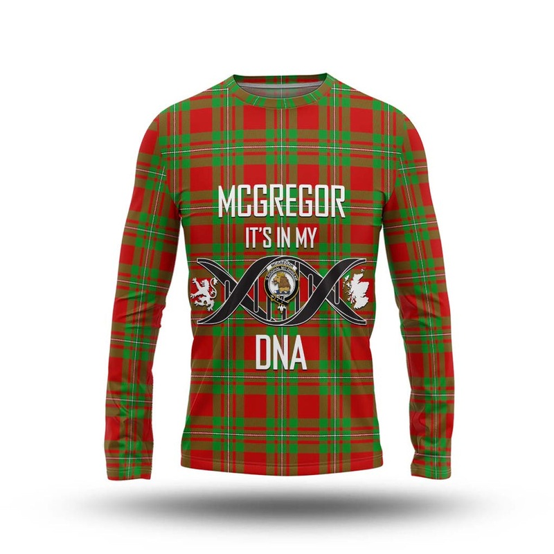 McGregor Modern Tartan Long Sleeve T-Shirt with Family Crest DNA In Me Style