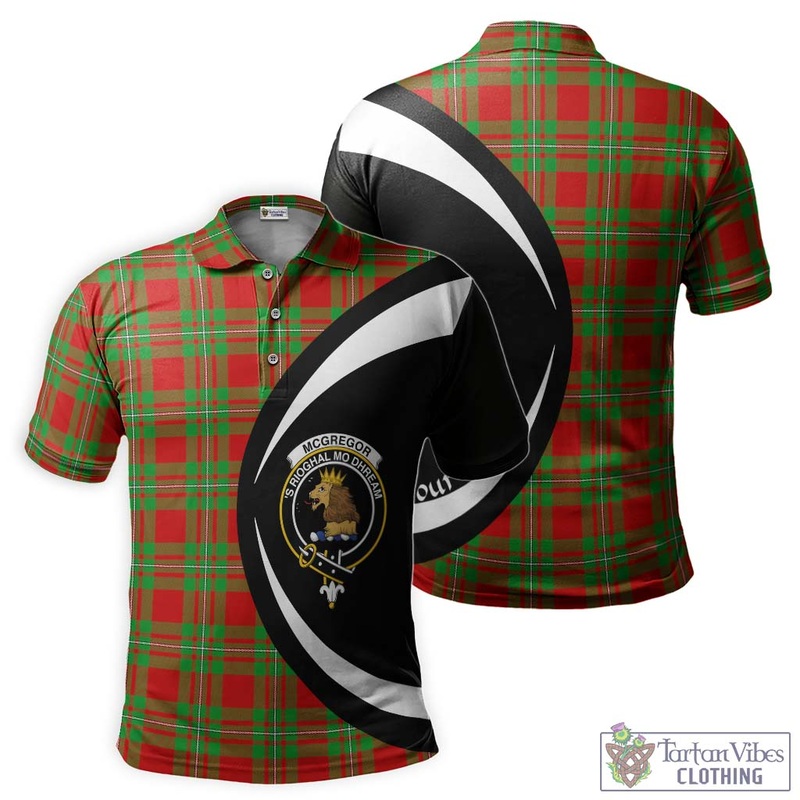 McGregor Modern Tartan Men's Polo Shirt with Family Crest Circle Style