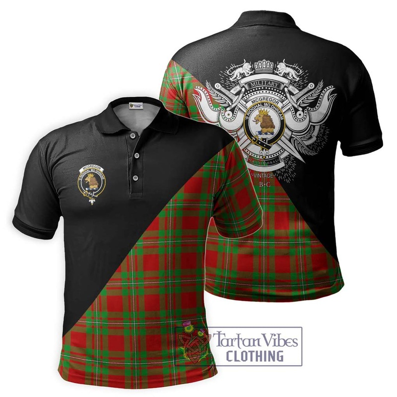 McGregor Modern Tartan Polo Shirt with Family Crest and Military Logo Style
