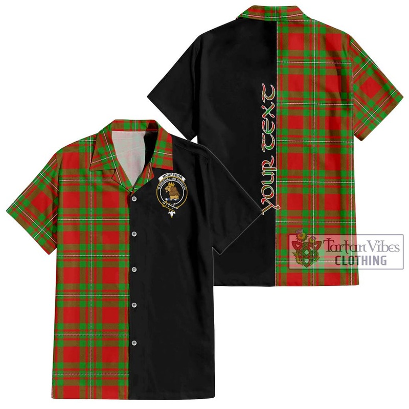 McGregor Modern Tartan Short Sleeve Button Shirt with Family Crest and Half Of Me Style
