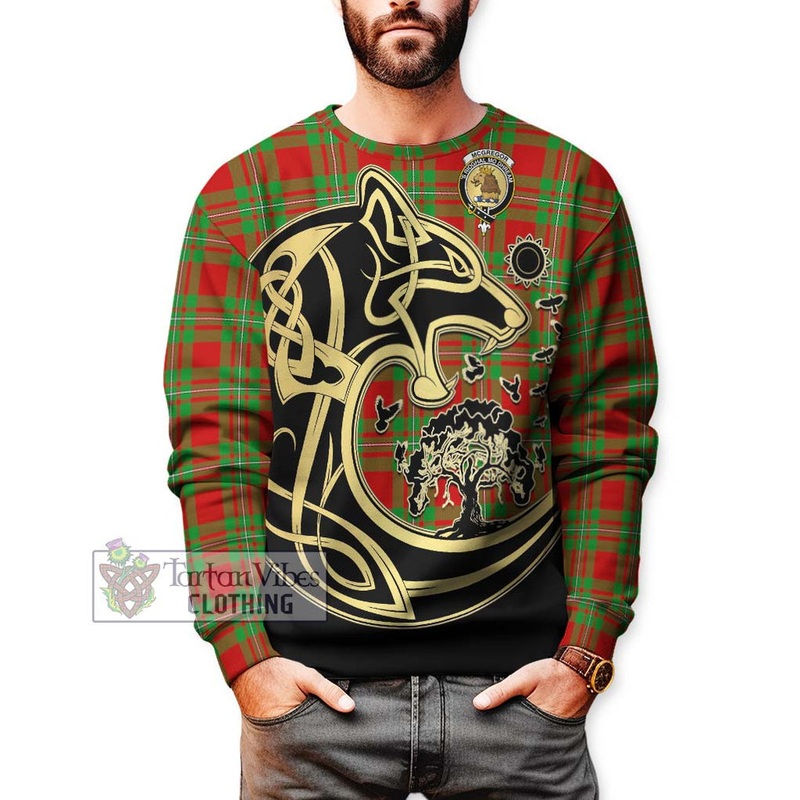 McGregor Modern Tartan Sweatshirt with Family Crest Celtic Wolf Style