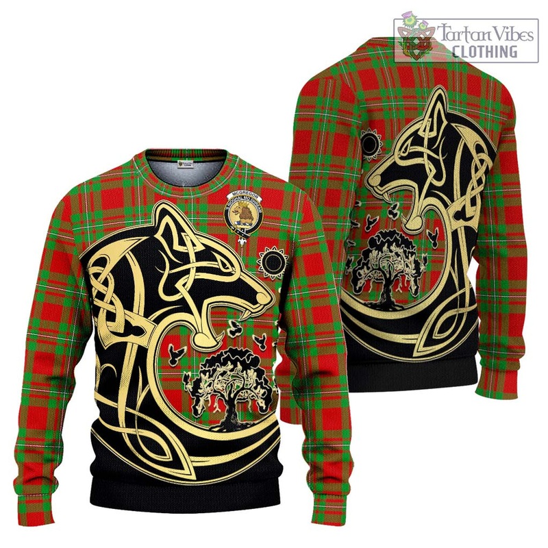 McGregor Modern Tartan Ugly Sweater with Family Crest Celtic Wolf Style
