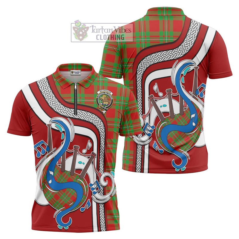 McGregor Modern Tartan Zipper Polo Shirt with Epic Bagpipe Style