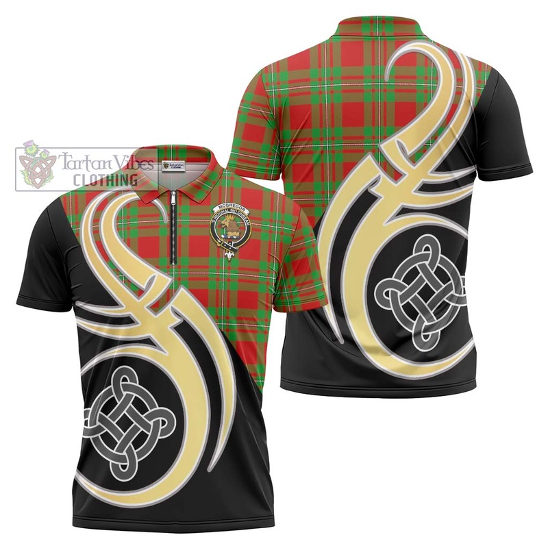 McGregor Modern Tartan Zipper Polo Shirt with Family Crest and Celtic Symbol Style