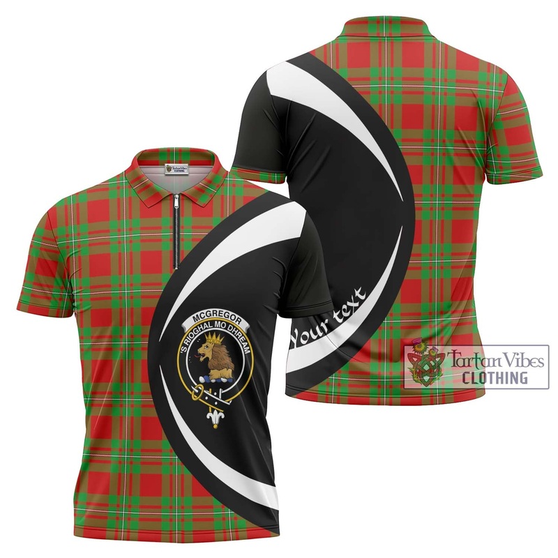 McGregor Modern Tartan Zipper Polo Shirt with Family Crest Circle Style
