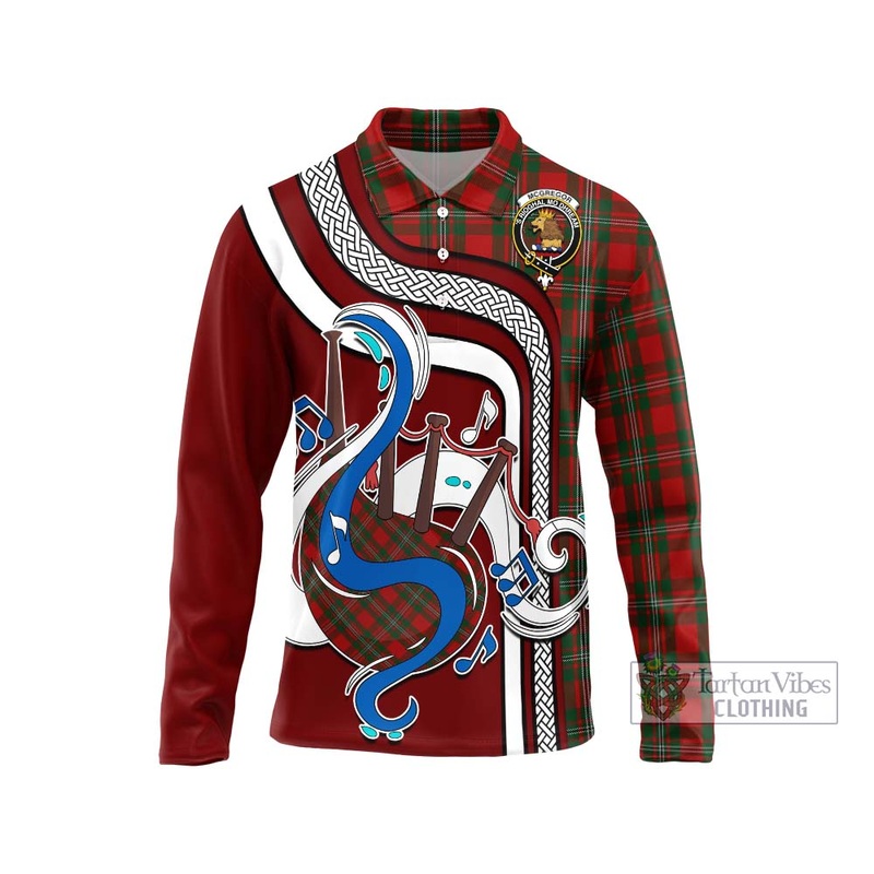 McGregor Tartan Long Sleeve Polo Shirt with Epic Bagpipe Style