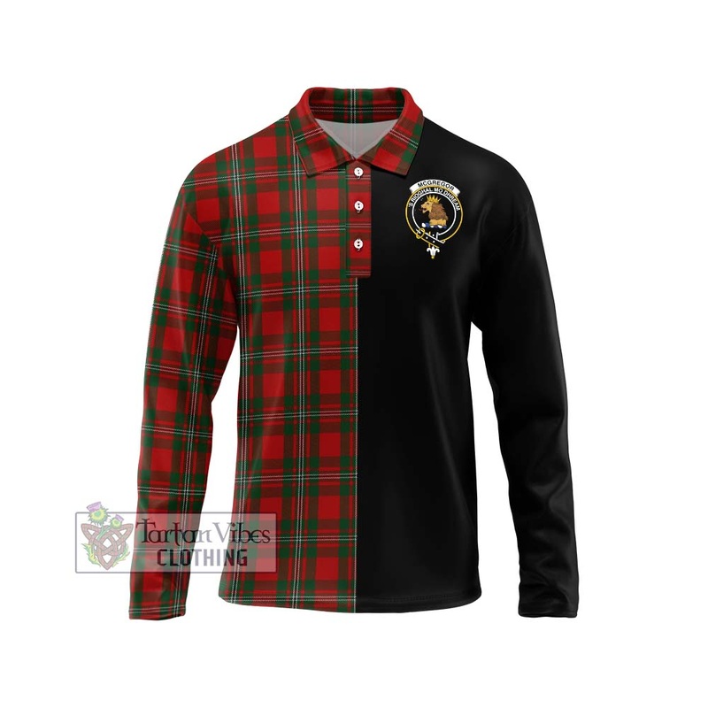 McGregor Tartan Long Sleeve Polo Shirt with Family Crest and Half Of Me Style