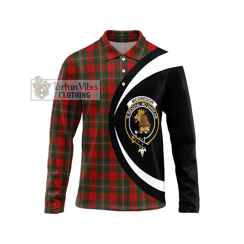 McGregor Tartan Long Sleeve Polo Shirt with Family Crest Circle Style