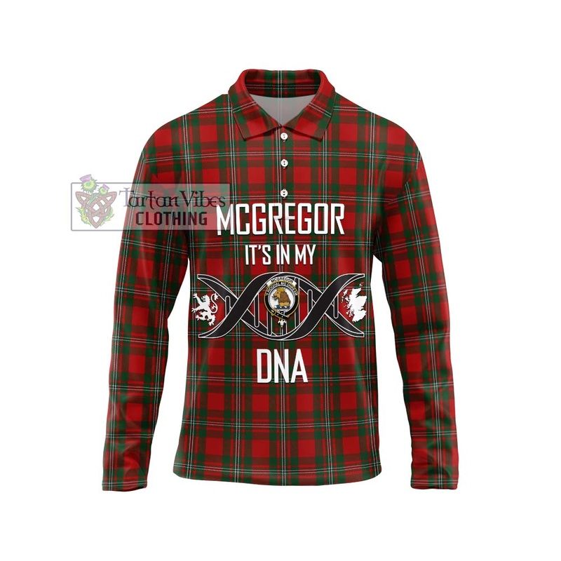 McGregor Tartan Long Sleeve Polo Shirt with Family Crest DNA In Me Style