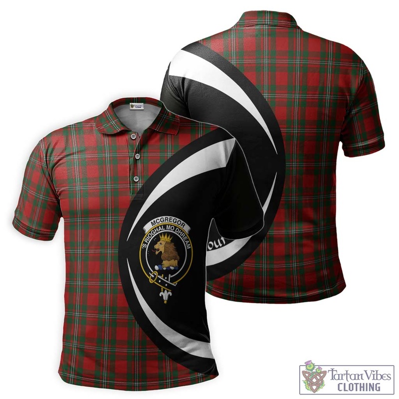 McGregor Tartan Men's Polo Shirt with Family Crest Circle Style
