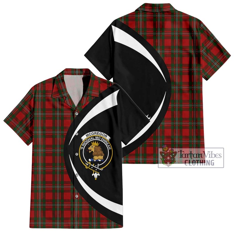McGregor Tartan Short Sleeve Button Up with Family Crest Circle Style