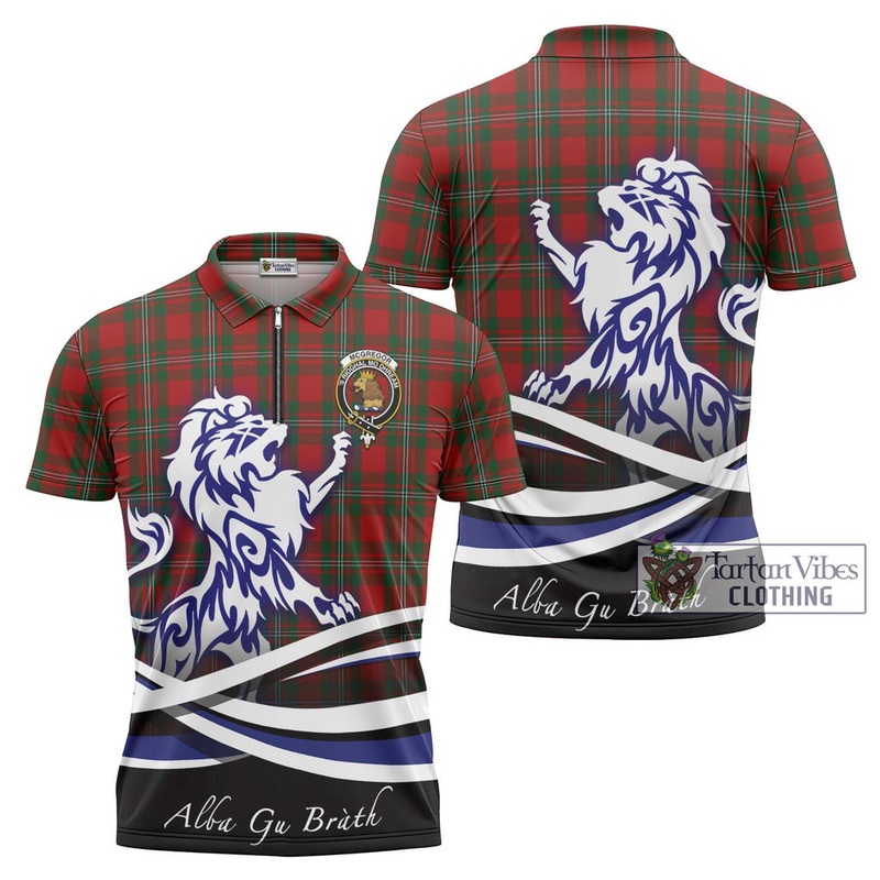 McGregor Tartan Zipper Polo Shirt with Alba Gu Brath Regal Lion Emblem