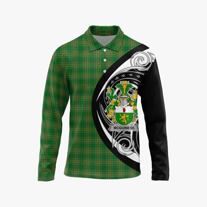 McGuiness Irish Clan Long Sleeve Polo Shirt Celtic Circle Style