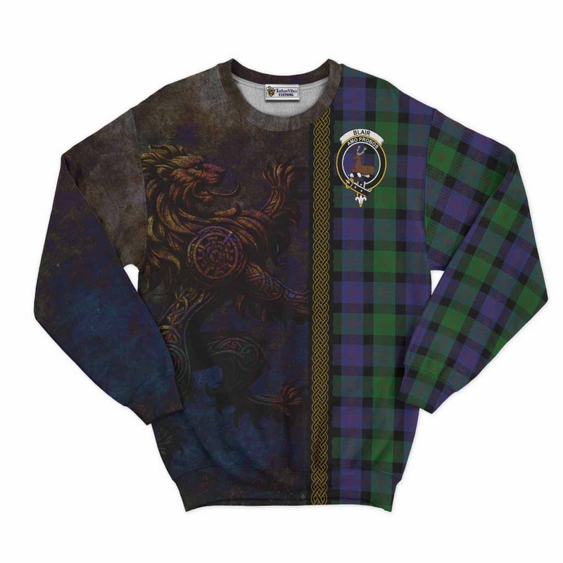 Blair Tartan Family Crest Sweatshirt Alba Gu Brath Be Brave Lion Ancient Style