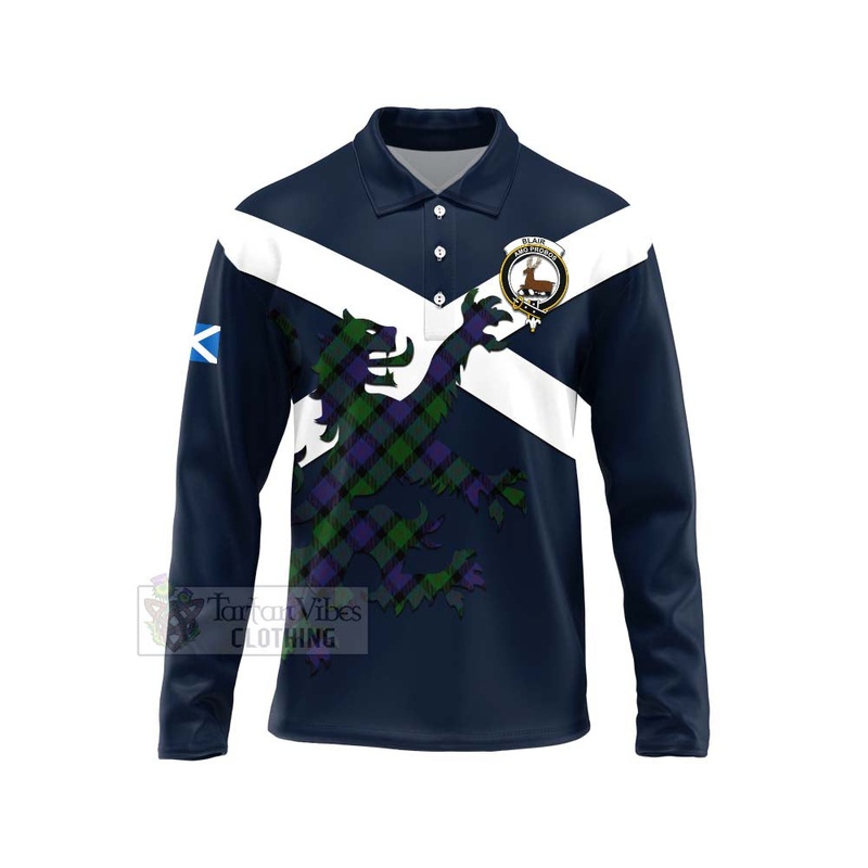 Blair Tartan Lion Rampant Long Sleeve Polo Shirt  Proudly Display Your Heritage with Alba Gu Brath and Clan Name