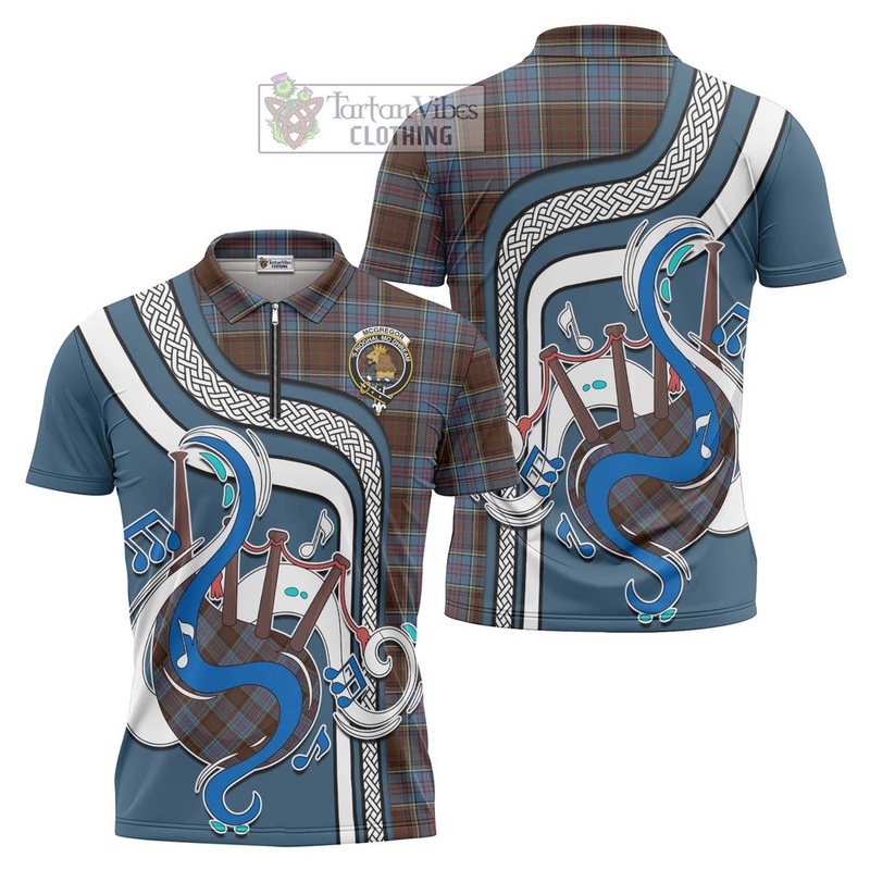 McGregor Hastie Tartan Zipper Polo Shirt with Epic Bagpipe Style