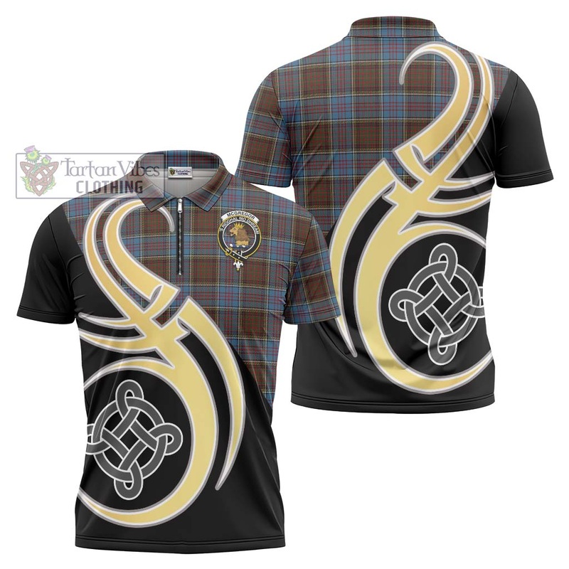 McGregor Hastie Tartan Zipper Polo Shirt with Family Crest and Celtic Symbol Style