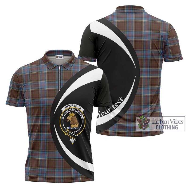 McGregor Hastie Tartan Zipper Polo Shirt with Family Crest Circle Style