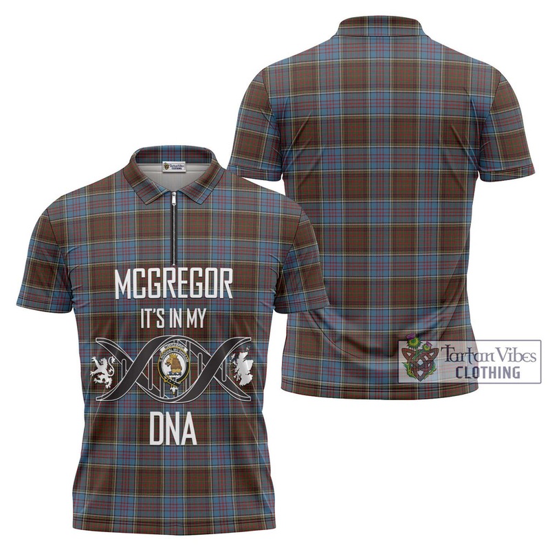 McGregor Hastie Tartan Zipper Polo Shirt with Family Crest DNA In Me Style
