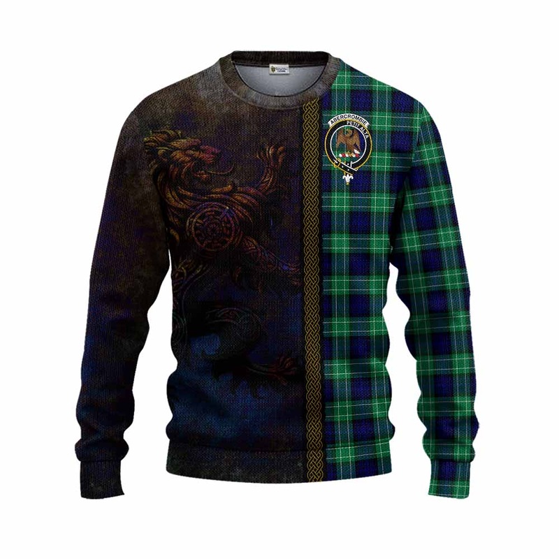 Abercrombie Tartan Family Crest Knitted Sweater Alba Gu Brath Be Brave Lion Ancient Style
