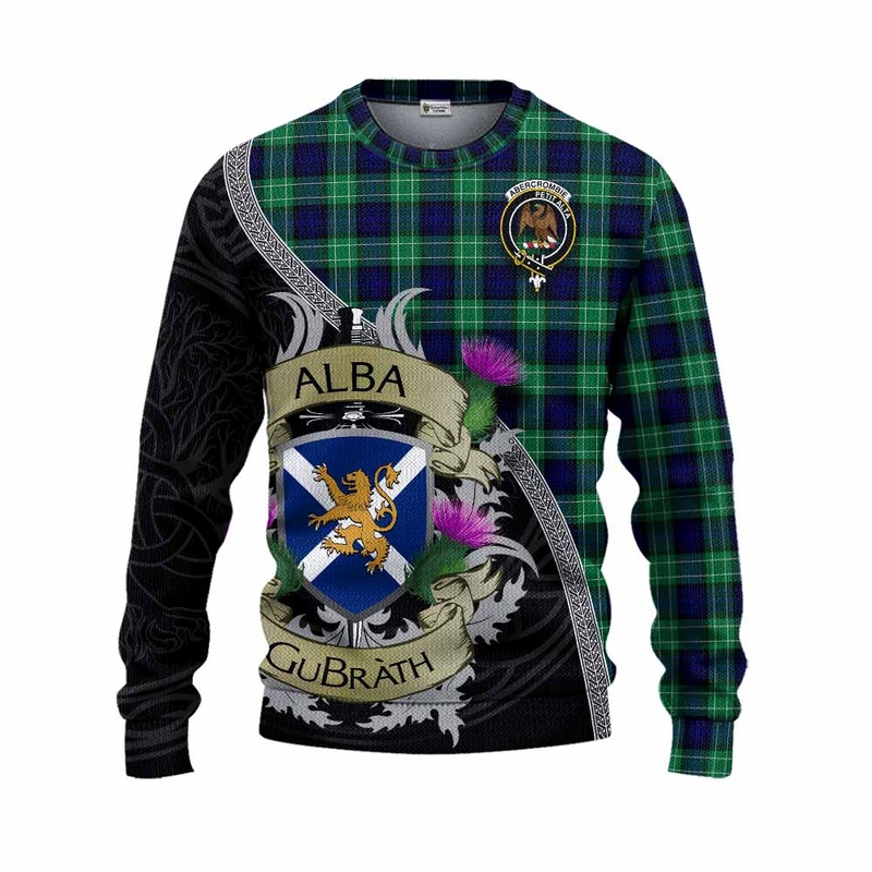 Abercrombie Tartan Family Crest Knitted Sweater Lion Rampant Royal Thistle Shield Celtic Inspired