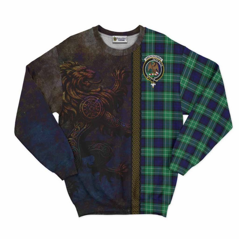 Abercrombie Tartan Family Crest Sweatshirt Alba Gu Brath Be Brave Lion Ancient Style
