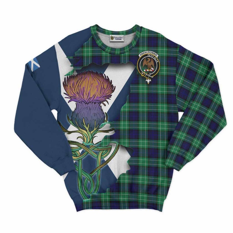 Abercrombie Tartan Family Crest Sweatshirt Scottish Thistle Celtic Inspired