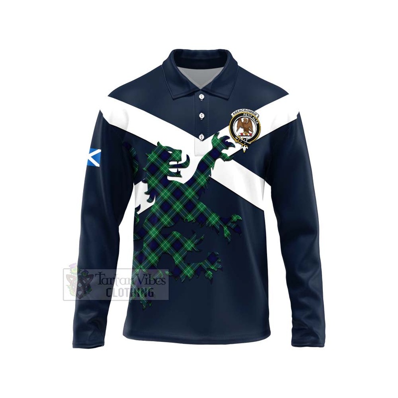 Abercrombie Tartan Lion Rampant Long Sleeve Polo Shirt  Proudly Display Your Heritage with Alba Gu Brath and Clan Name
