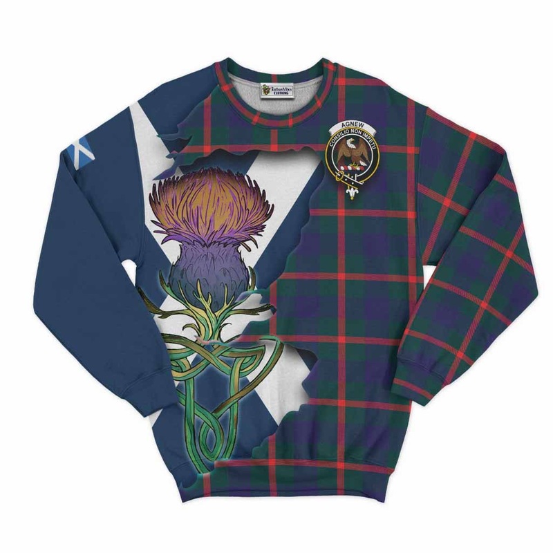 Agnew Tartan Family Crest Sweatshirt Scottish Thistle Celtic Inspired