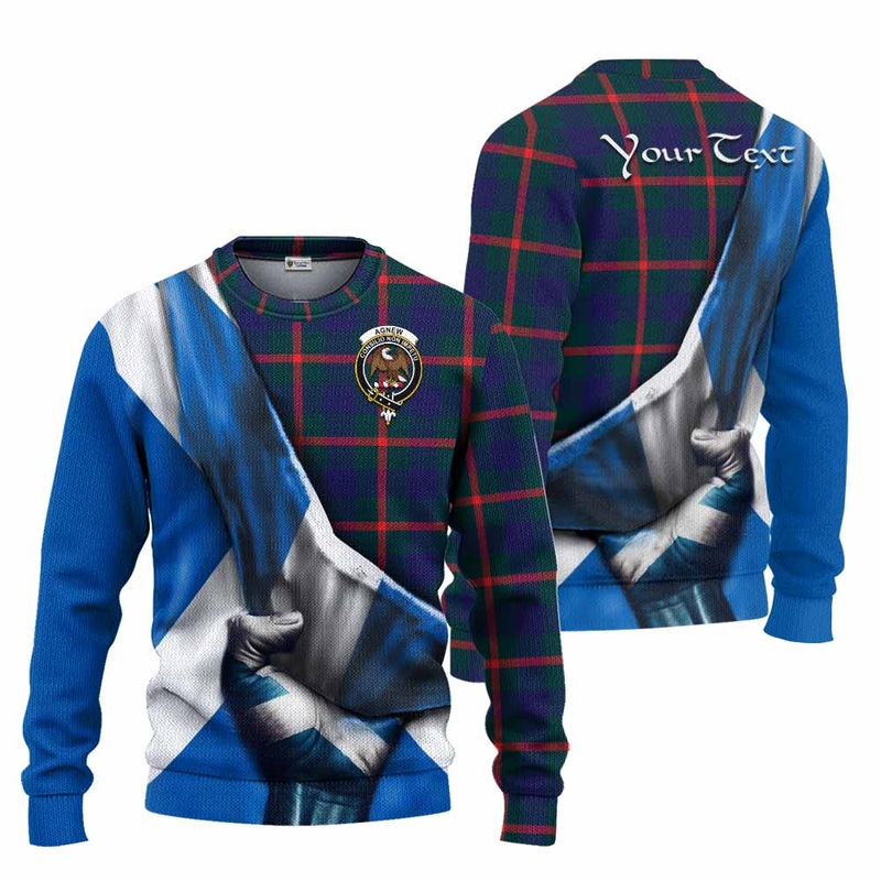 Agnew Tartan Knitted Sweater with Family Crest Scotland Patriotic Style