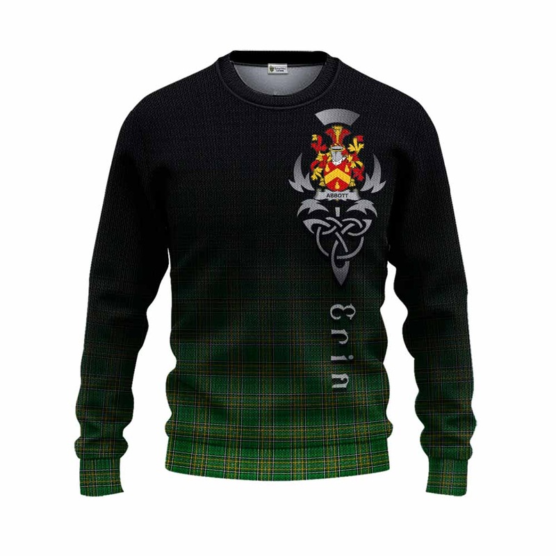 Abbott Irish Clan Knitted Sweater with Coat of Arms Erin Go Bragh Celtic Inspired
